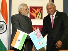 Prime Minister Narendra Modi with Fijian counterpart Josiah Bainimarama